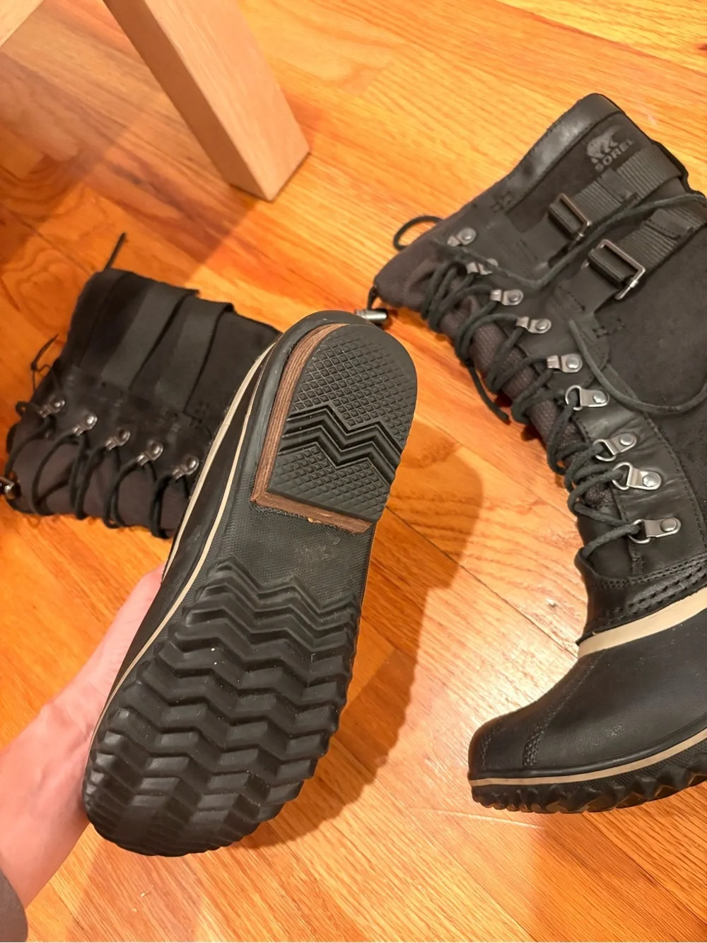 Sorel Black Tall Lace-Up Boots Size 6.5